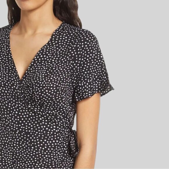 VERO MODA Black Polka Dot Henna Frill Wrap Dress, Size Small - Picture 4 of 16